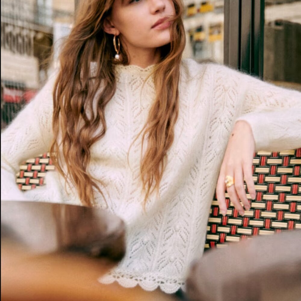 Cream Sezane Louison Sweater / Jumper in Ecru